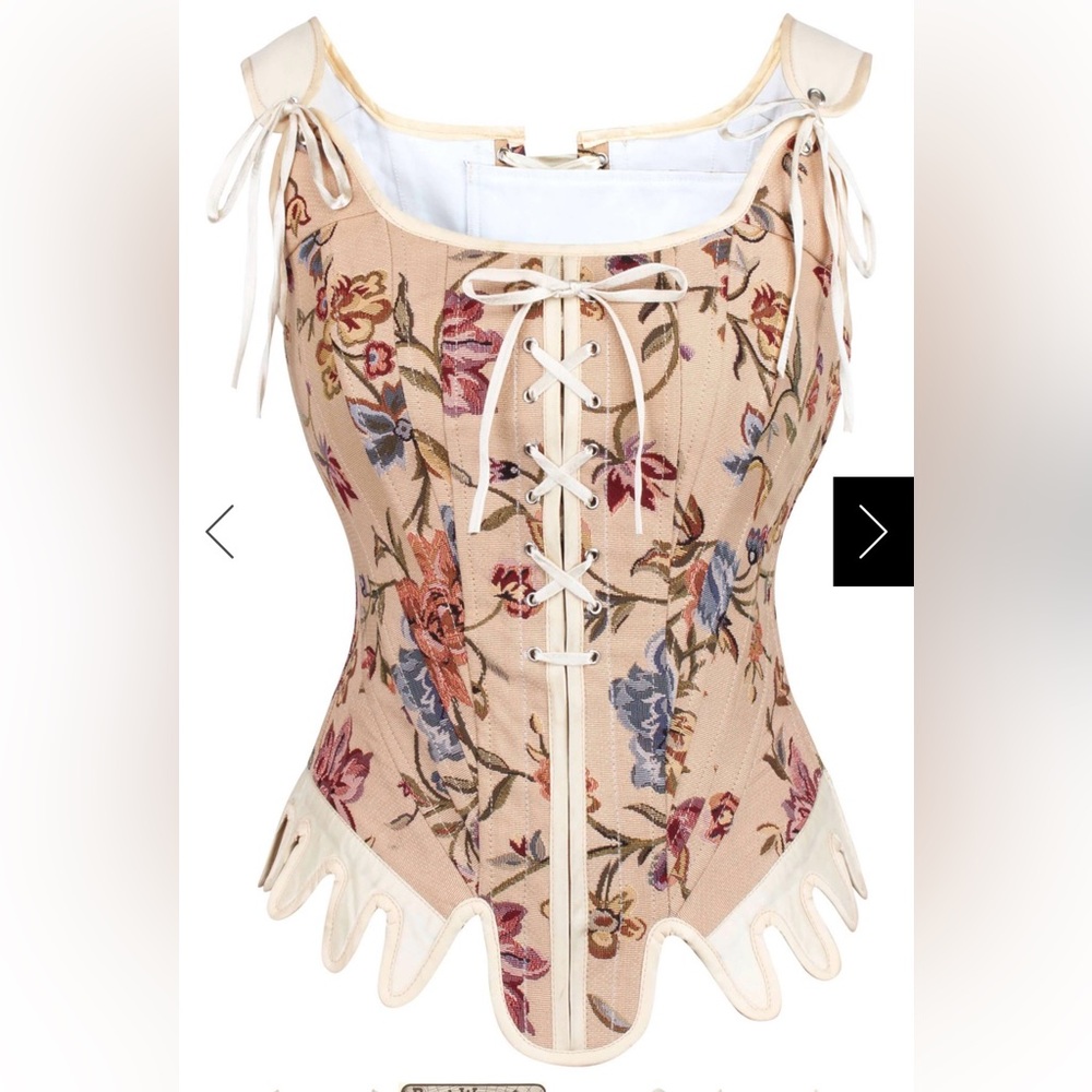 Corset Story Floral Brocade Steel Boned Lace-Up Corset Size 24